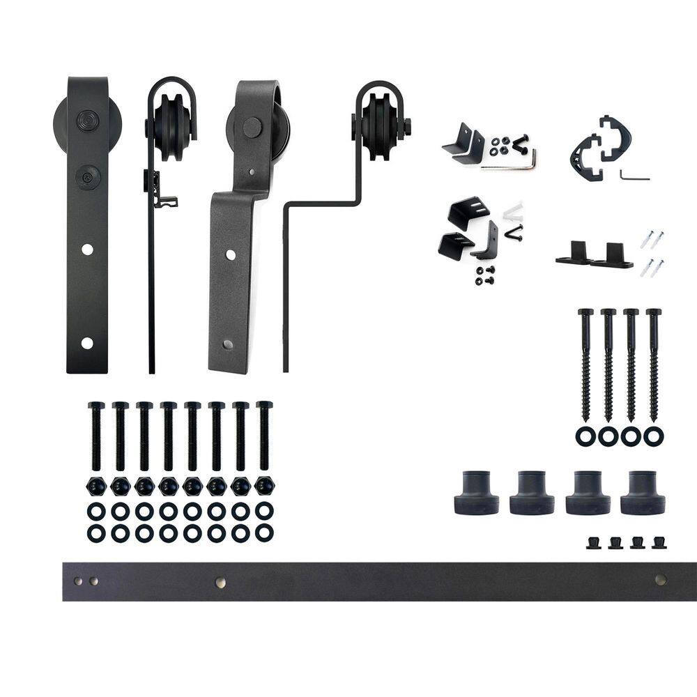 5 ft./60 in. Black Rustic Single Track Bypass Sliding Barn Door Track and Hardware Kit for Double Doors price history on PriceWatchPro