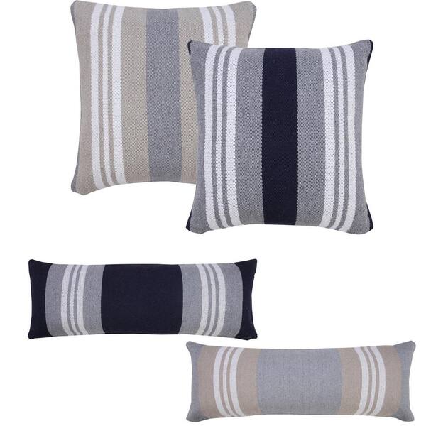 navy striped throw pillow