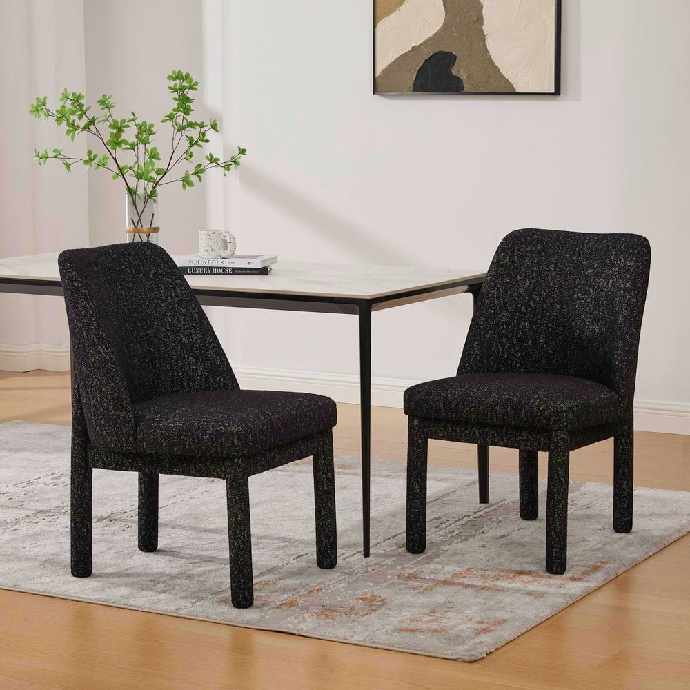 Set of 4 Black Chenille Upholstered Dining Chair with Solid Wood Frame, Geometric Backrest for Kitchen, Dining Room price history on PriceWatchPro