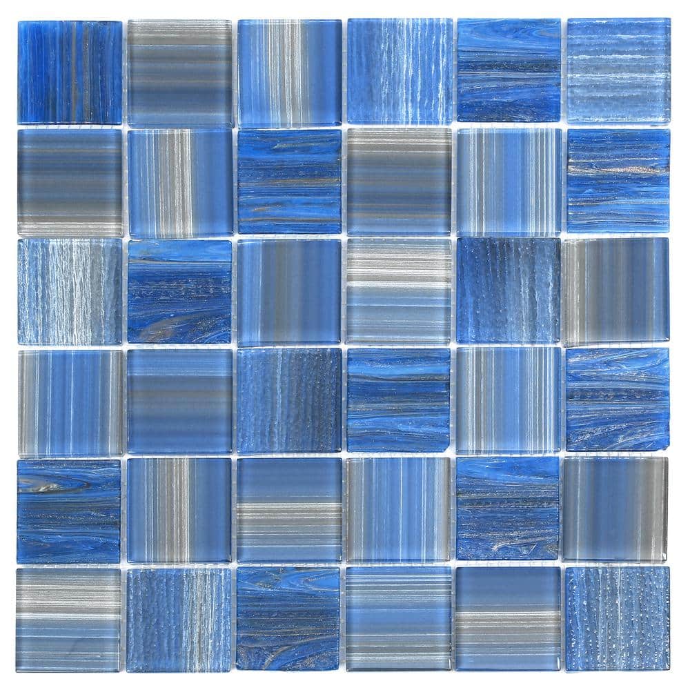 Toluca 12'' x 12'' Polished Blue Glass Mosaic Tile