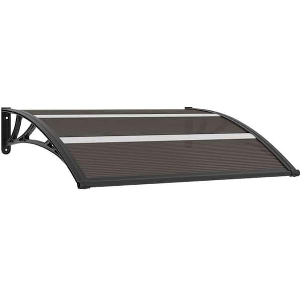 Door Canopy Black 47.2"x29. 5" PC, Durable Weather Resistant Polycarbonate Door Canopy for Residential Patio Accessories