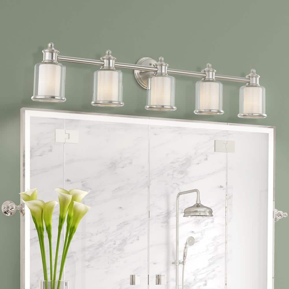 Elegant Brushed Nickel 5-Light Vanity Fixture with Dimmable Feature