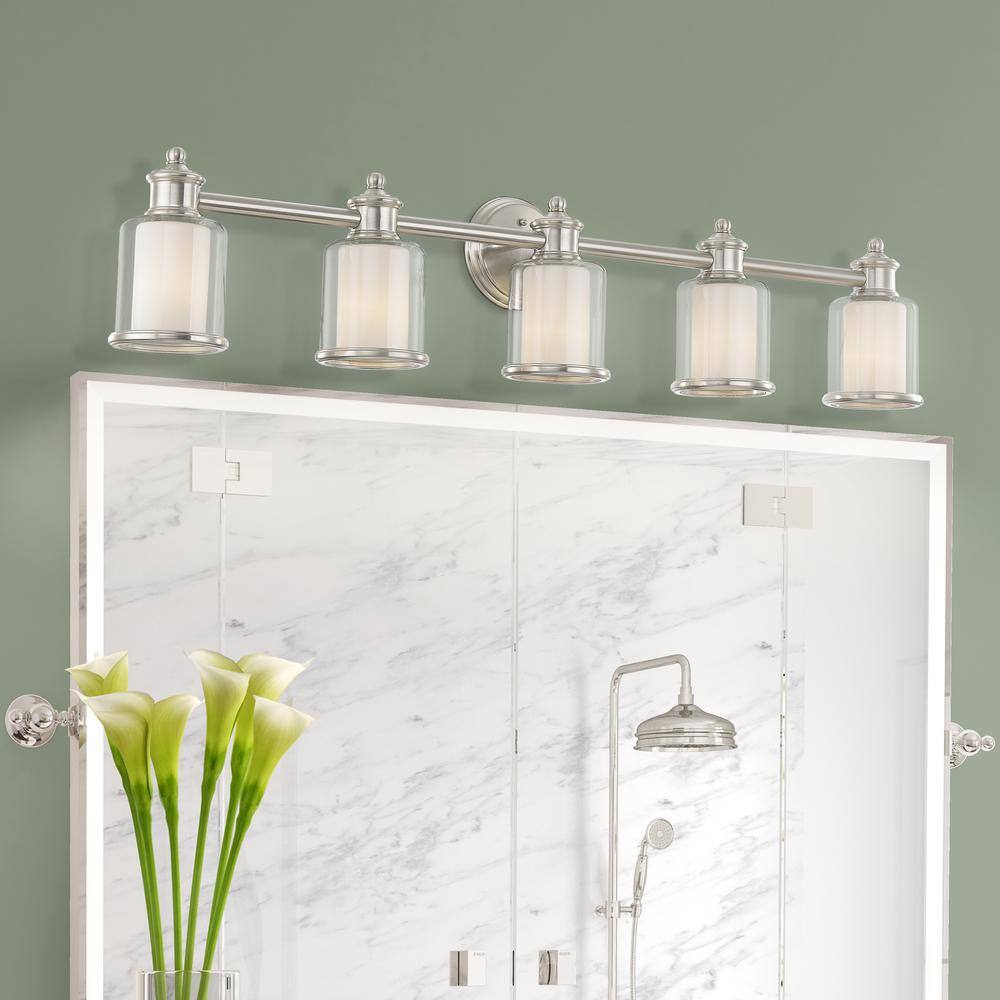 Elegant Brushed Nickel 5-Light Vanity Fixture with Dimmable Feature