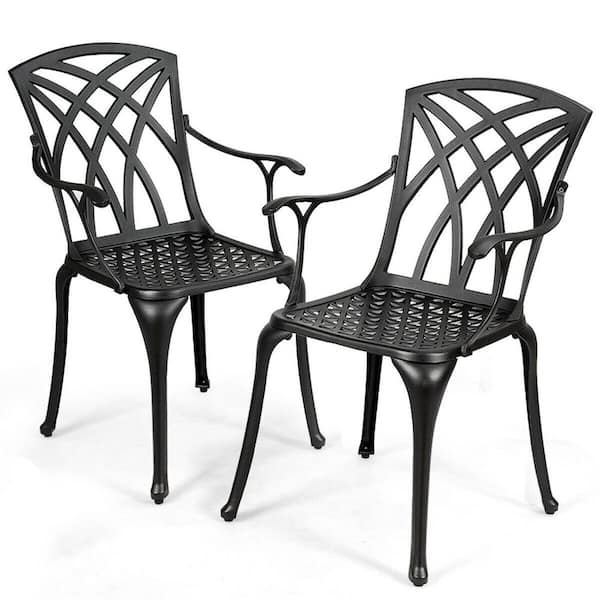 Casainc Cast Aluminum Patio Outdoor, Black Cast Aluminum Outdoor Dining Chairs