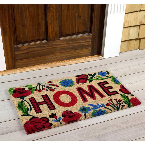 Natural Coir Blossoming Floral Outdoor Rectangular Welcome Doormat 18 x 30 Northlight Seasonal