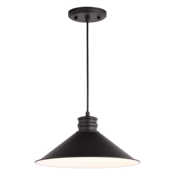 Akron 1-Light Bronze Metal Industrial MCM Cone Pendant Hanging Ceiling Light