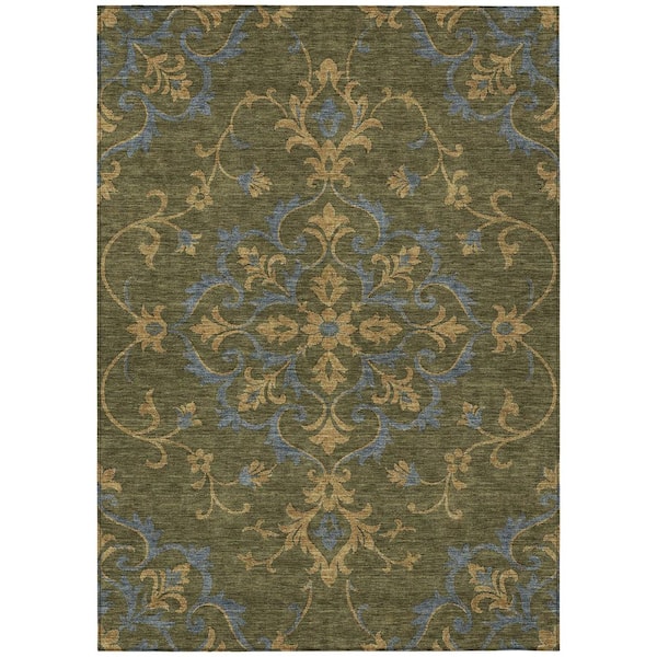 Chantille Machine Washable Indoor/Outdoor Abstract ACN2964 Olive 9 ft. x 12 ft. Area Rug