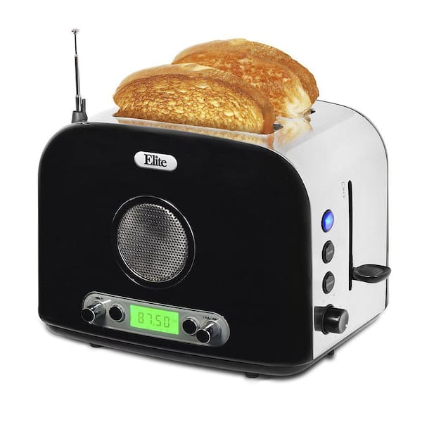 Elite 2-Slice Toaster in Black ERT-6067 - The Home Depot
