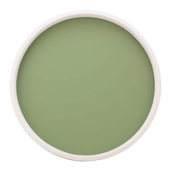 Kraftware RAINBOW 14 in. W x 1.3 in. H x 14 in. D Round Mist Green Leatherette Serving Tray