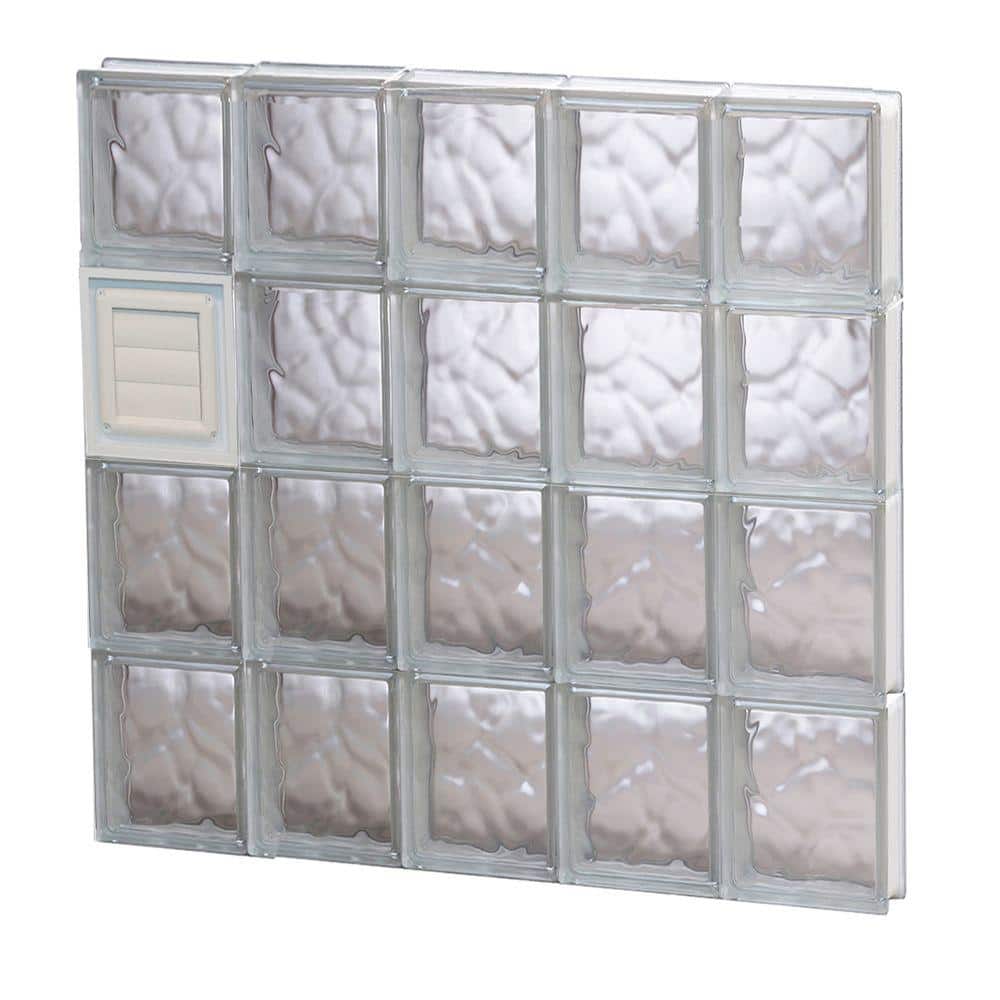 Window Slot Block Clearly Secure 28.75 in. x 31 in. x 3.125 in. Frameless Wave Pattern ...