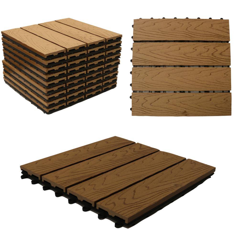 California Oak 12" x 12" Composite Interlocking Deck Tile
