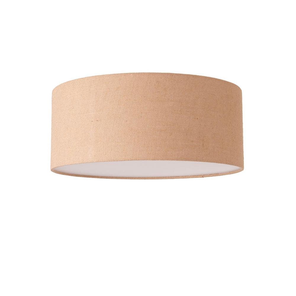 Stretch 17 in. Satin Nickel Contemporary 1-Light Dimmable LED Flush Mount for Living Room with Burlap Drum Shade price history on PriceWatchPro