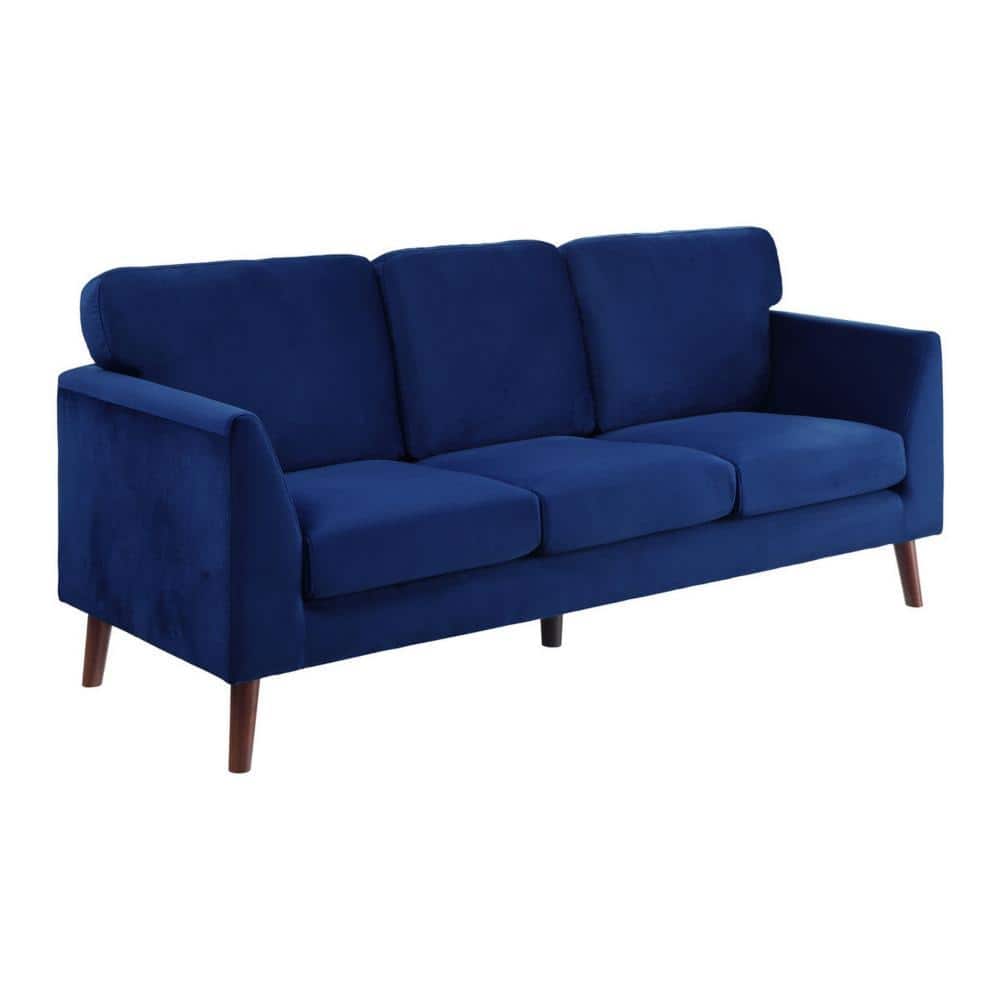 Bard 81" Blue Velvet Sofa with Solid Wood Legs