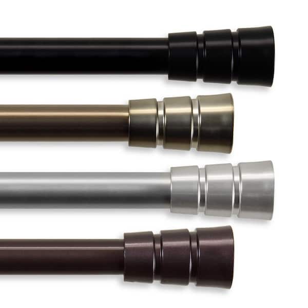 Rod Desyne 18 in. - 28 in. Black Telescoping Single Curtain Rod Kit with Rio Finial