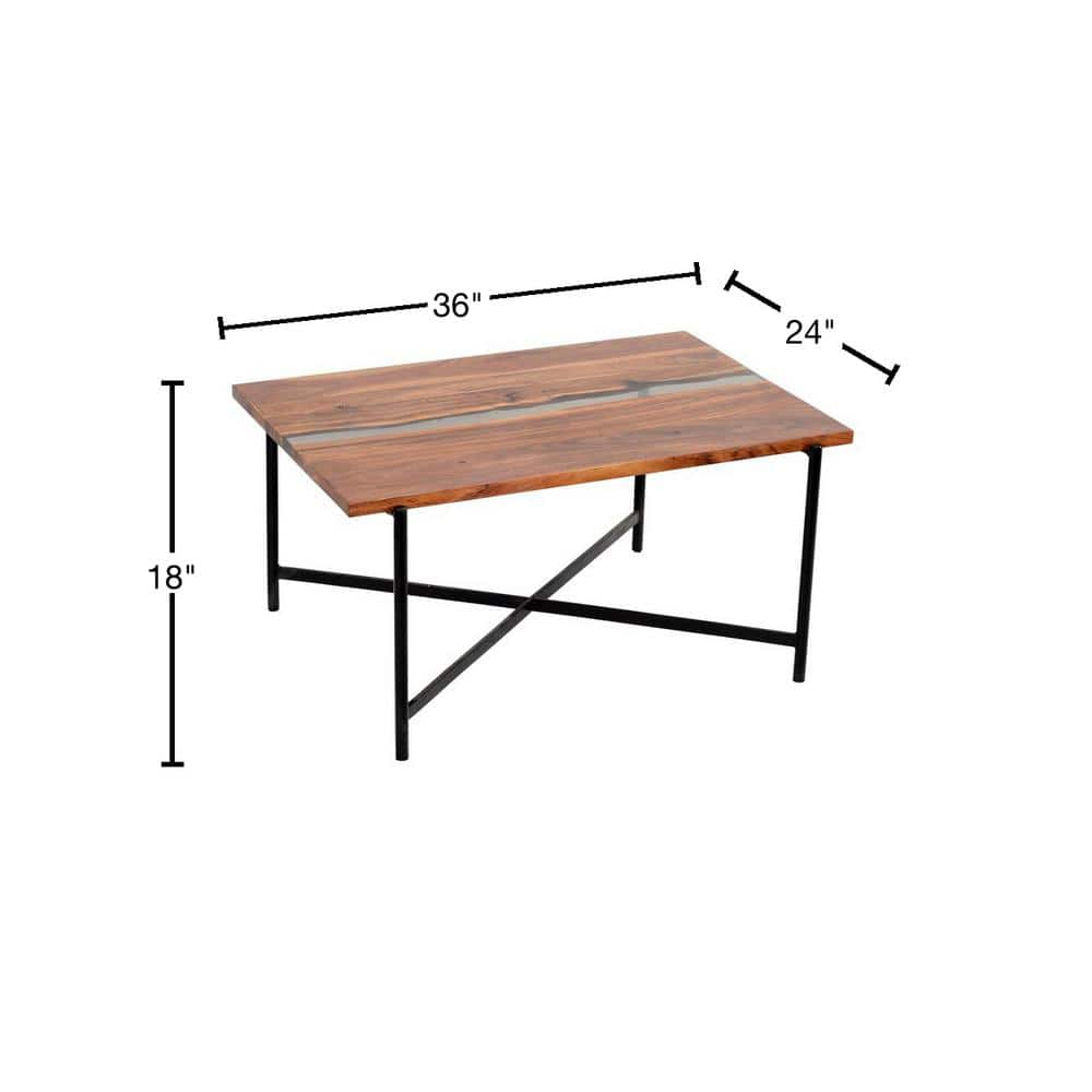 Rivers Edge 36" Acacia Wood and Acrylic Coffee Table