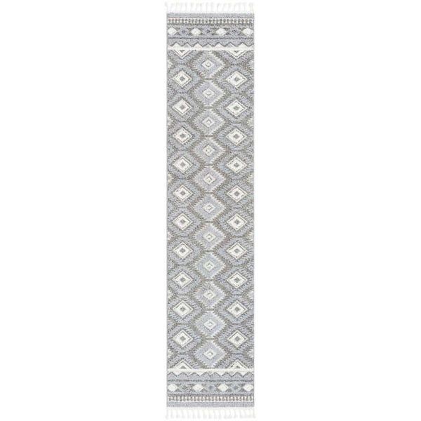 Unique Loom Boho Gigi Gray 2 ft. 7 in. x 12 ft. Area Rug