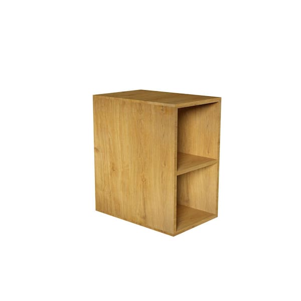 17.9 in. W x 11.8 in. D x 15 in. H Bathroom Storage Wall Cabinet in Brown with Open Shelves for Bathroom