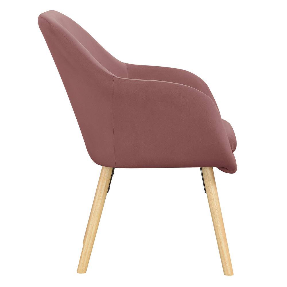 Blush Velvet Accent Chair with Oak Legs