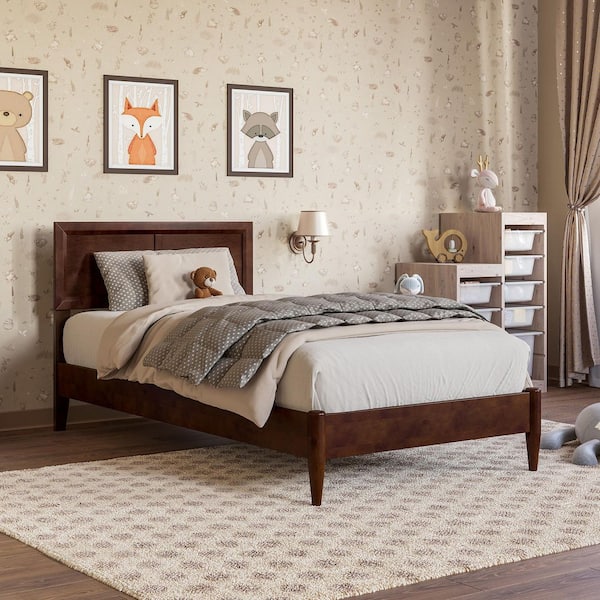 AFI Sophia Walnut Brown Solid Wood Frame Twin Low Profile Platform Bed