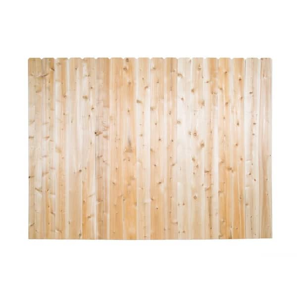 Unbranded 6 ft. H x 8 ft. W Eastern White Cedar Moulded Rail 6 in. Dog Ear Picket Privacy Fence Panel