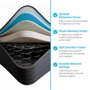 Short Queen Firm Gel Memory Foam Hybrid 8 in. Bed-in-a-Box Mattress