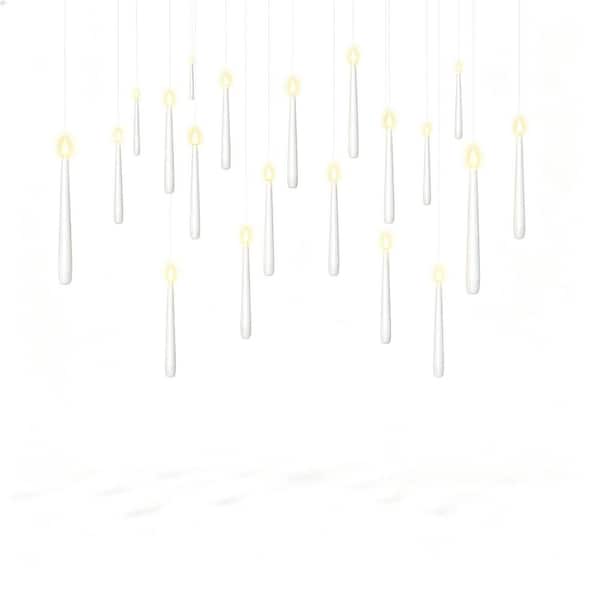 Magic LED Flickering Flameless Floating Hanging Taper Candles, 20-Piece Bath Accessory Set in White