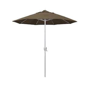 7.5 ft. Matted White Aluminum Market Patio Umbrella Auto Tilt in Cocoa Sunbrella