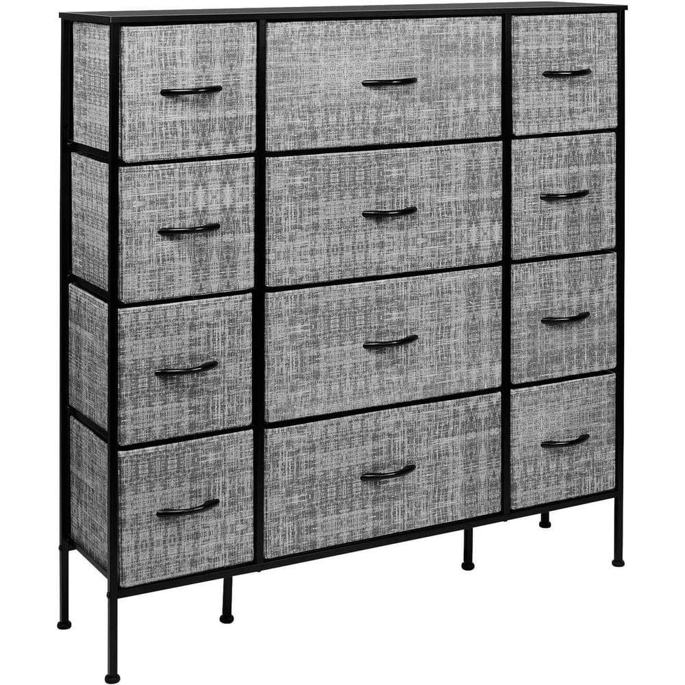 Sorbus 12-Drawer Gray and Black Fabric Dresser with Steel Frame