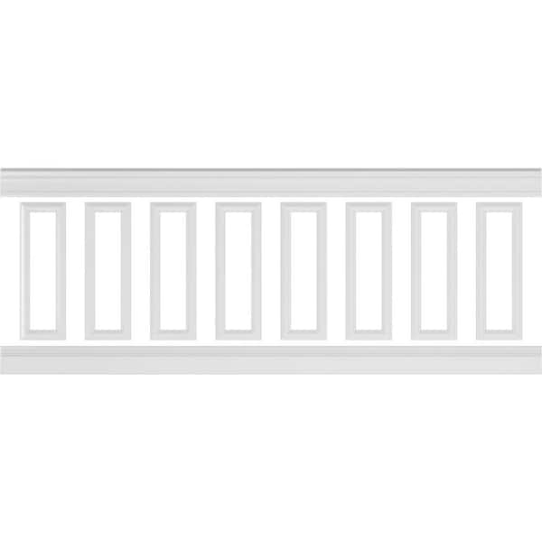 Ekena Millwork 94 1/2 in. (Adjustable 36 in. to 40 in.) 23 sq. ft. Polyurethane Ashford Square Panel Wainscot Kit Primed