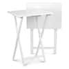PJ wood 2.2 ft. White Wood Folding TV Tray and Snack Tables TB01-0101-005-2P-A04