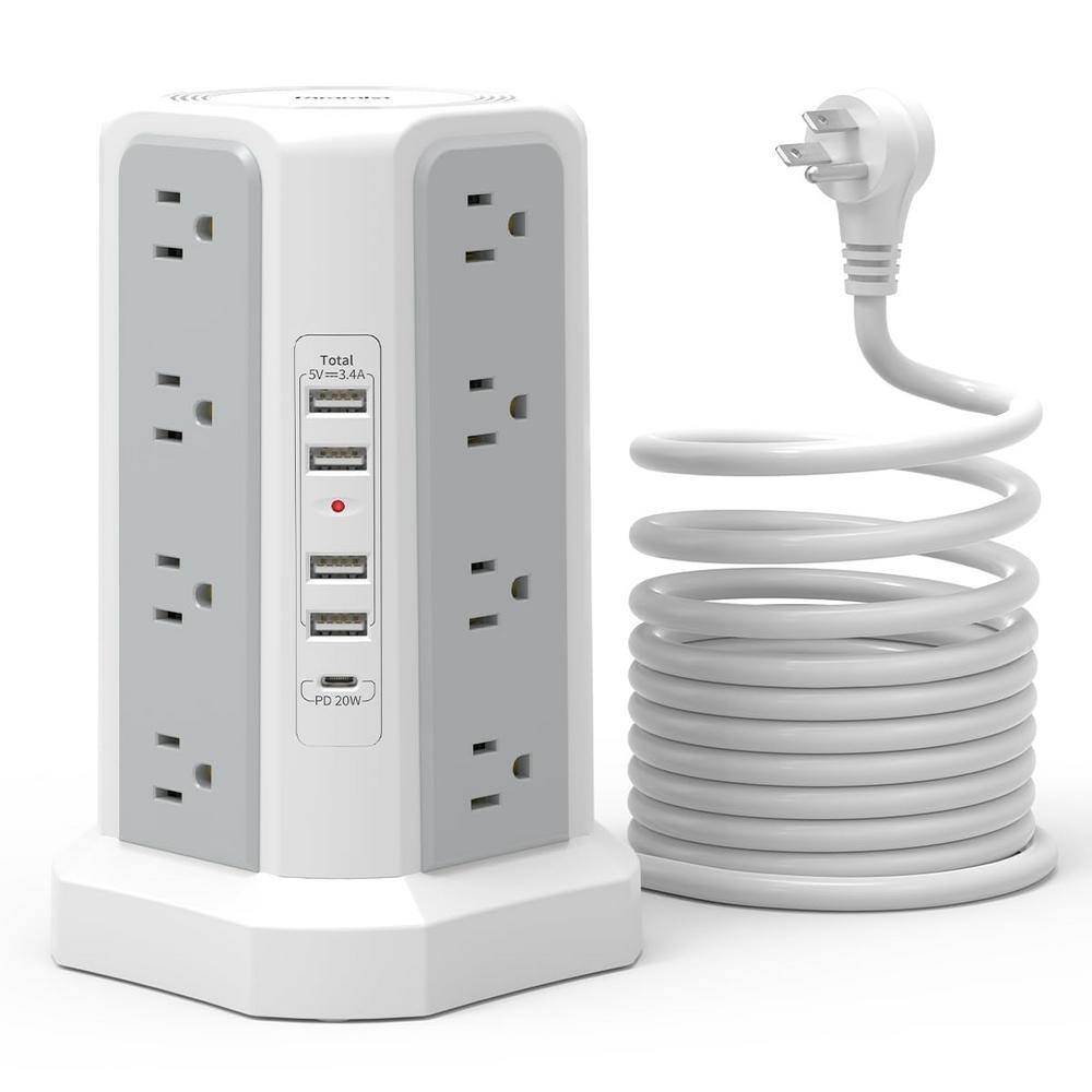 6 ft. Extension Cord 16-Outlet Power Strip Surge Protector Tower in White with 5 USB Ports price history on PriceWatchPro