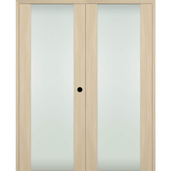 Belldinni Vona 202 48 in. x 80 in. Left Hand Active Full Lite Frosted Glass Loire Ash Wood Composite Double Prehung French Door