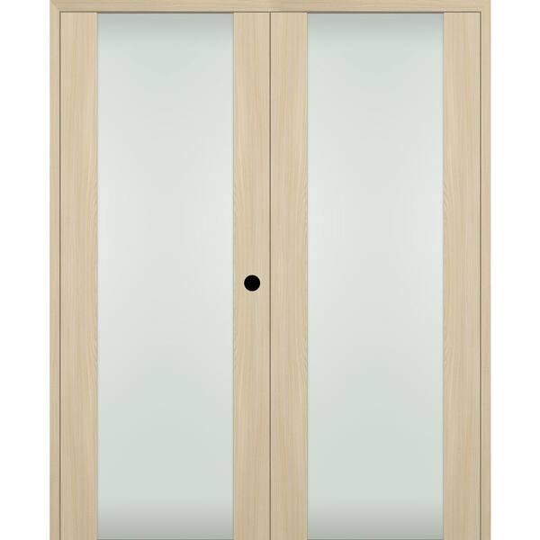 Belldinni Vona 202 72"x96" Left Hand Active Full Lite Frosted Glass Loire Ash Composite Wood Double Prehung French Door