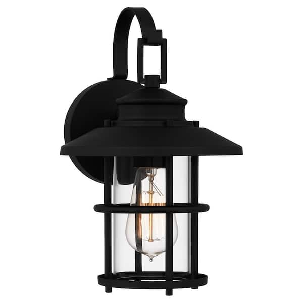 Quoizel Lombard 1-Light Matte Black Hardwired Outdoor Wall Lantern Sconce
