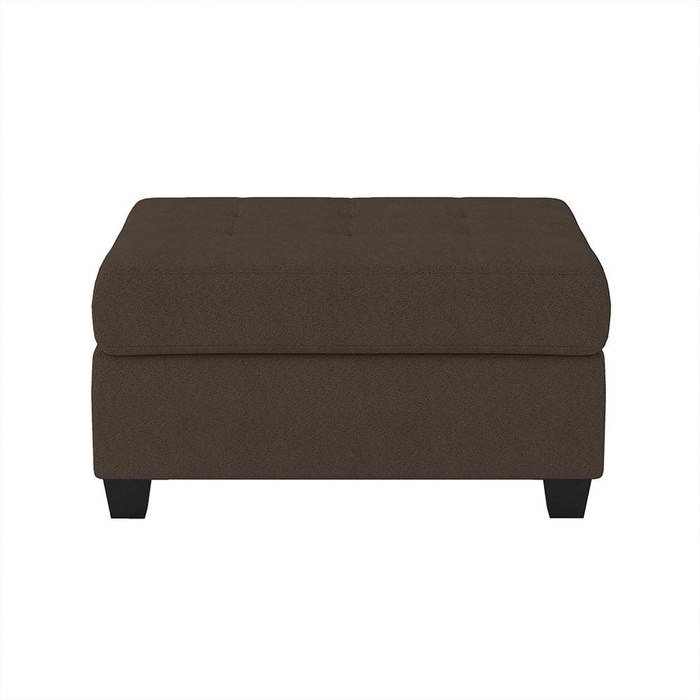Chocolate Brown Tufted Microfiber Storage Ottoman