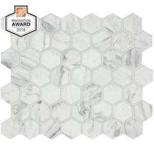 Carrara 10 in. x 12 in. x 6.35mm Ceramic Hexagon Mosaic Floor and Wall Tile (9.72 sq. ft./Case)
