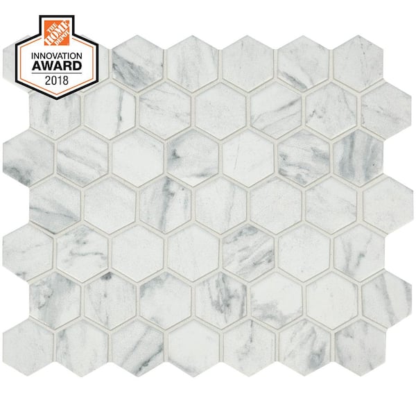 Lifeproof Carrara 10 in. x 12 in. x 6.35 mm Ceramic Hexagon Mosaic Floor  and Wall Tile (0.81 sq. ft./Each) LP5015HEXHD1P2