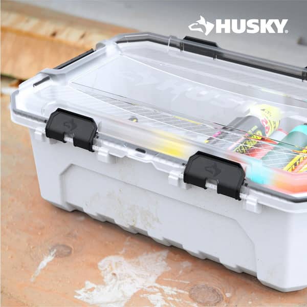 Husky 12 gal. Pro Duty Waterproof White Tote (2-Pack) 271602 - The
