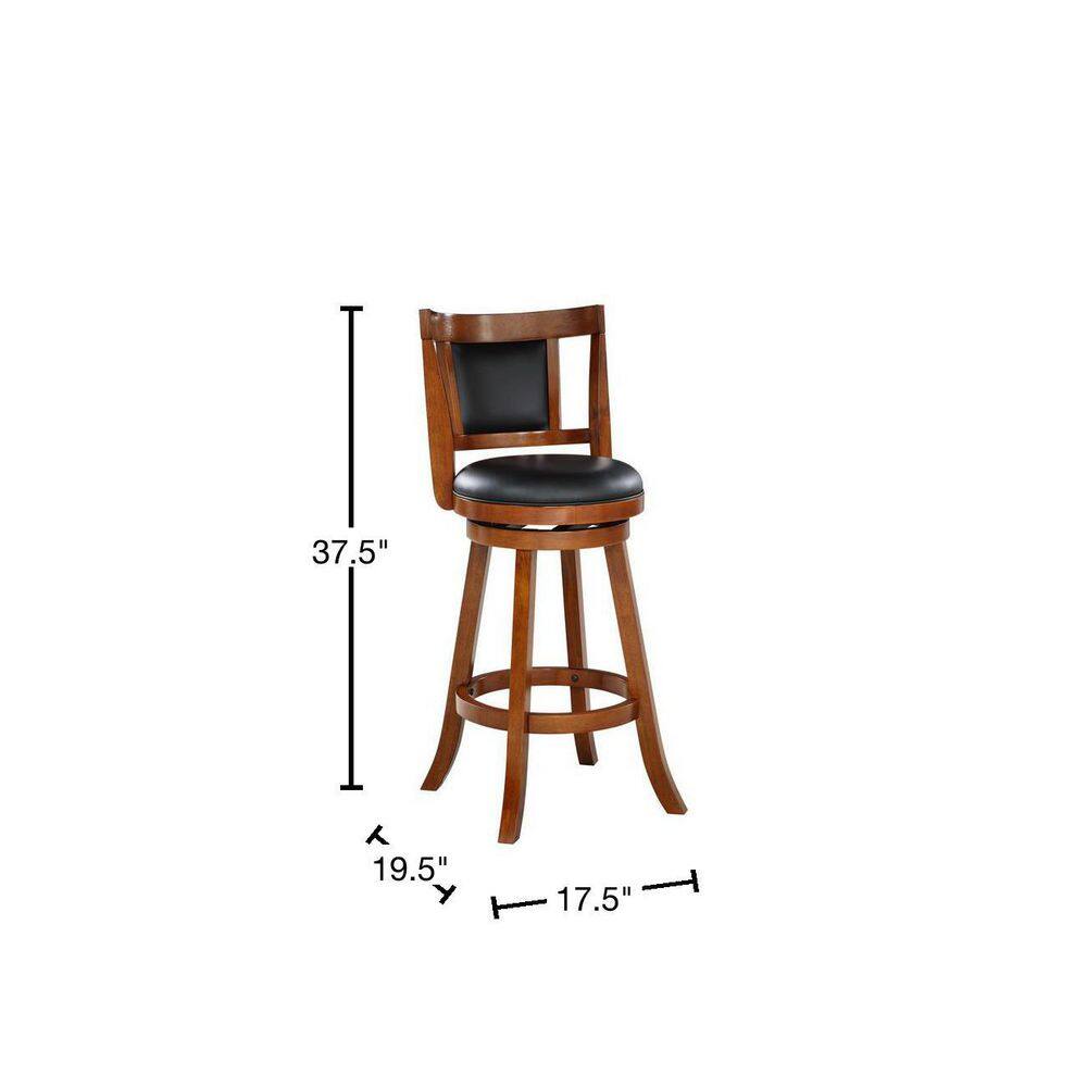 Walnut Swivel High Back Leather Counter Stool