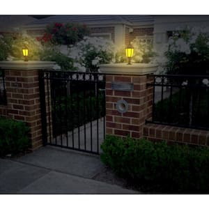 Black Solar Wall or Pillar Integrated LED Outdoor Light Sconce with Amber or White Light