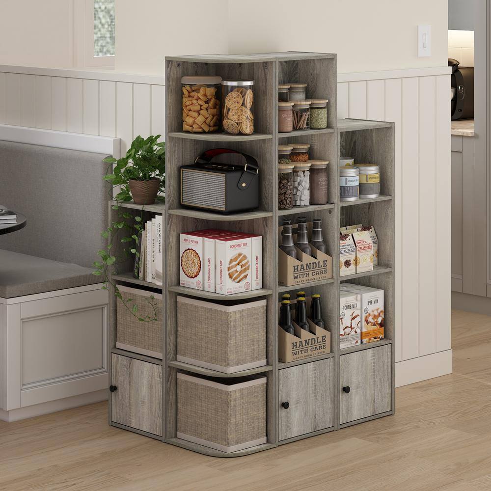 French Oak Compact Wood Bookcase with Door Storage