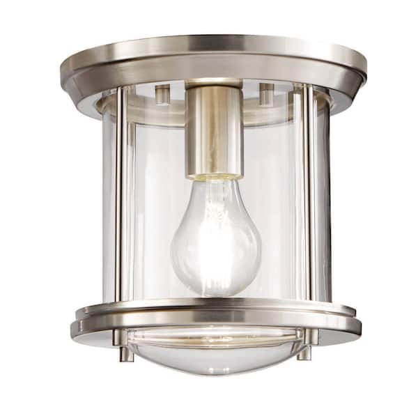 Melrose Park 8 in. 1-Light Brushed Nickel Flush Mount