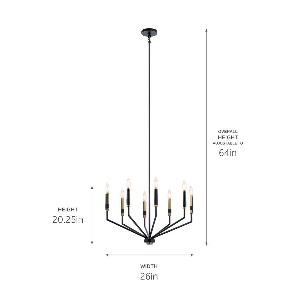 Armand Mixed Black and Bronze 8-Light Faux Leather Chandelier