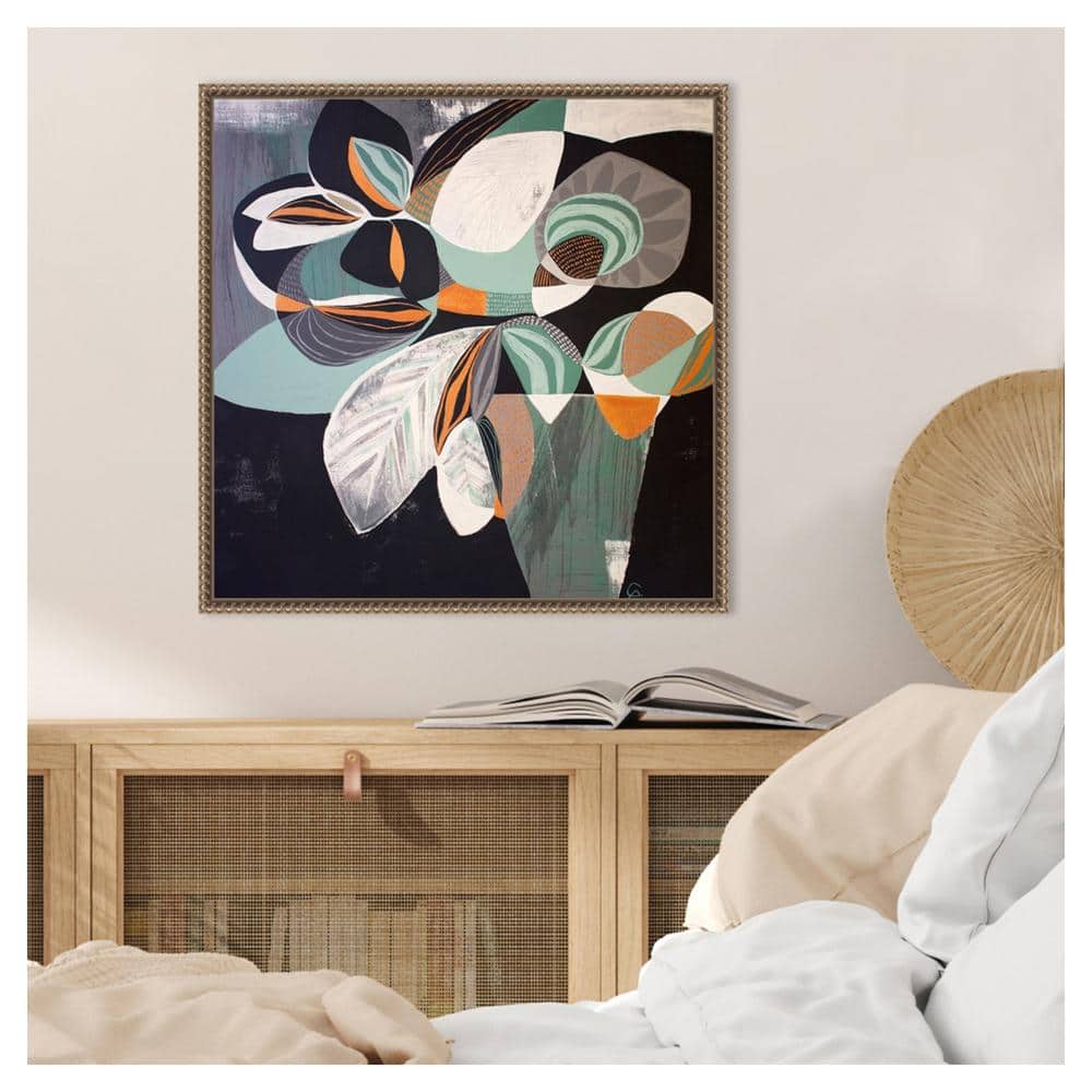 Abstract Floral Beaded Framed Canvas Wall Art, 22 x 22