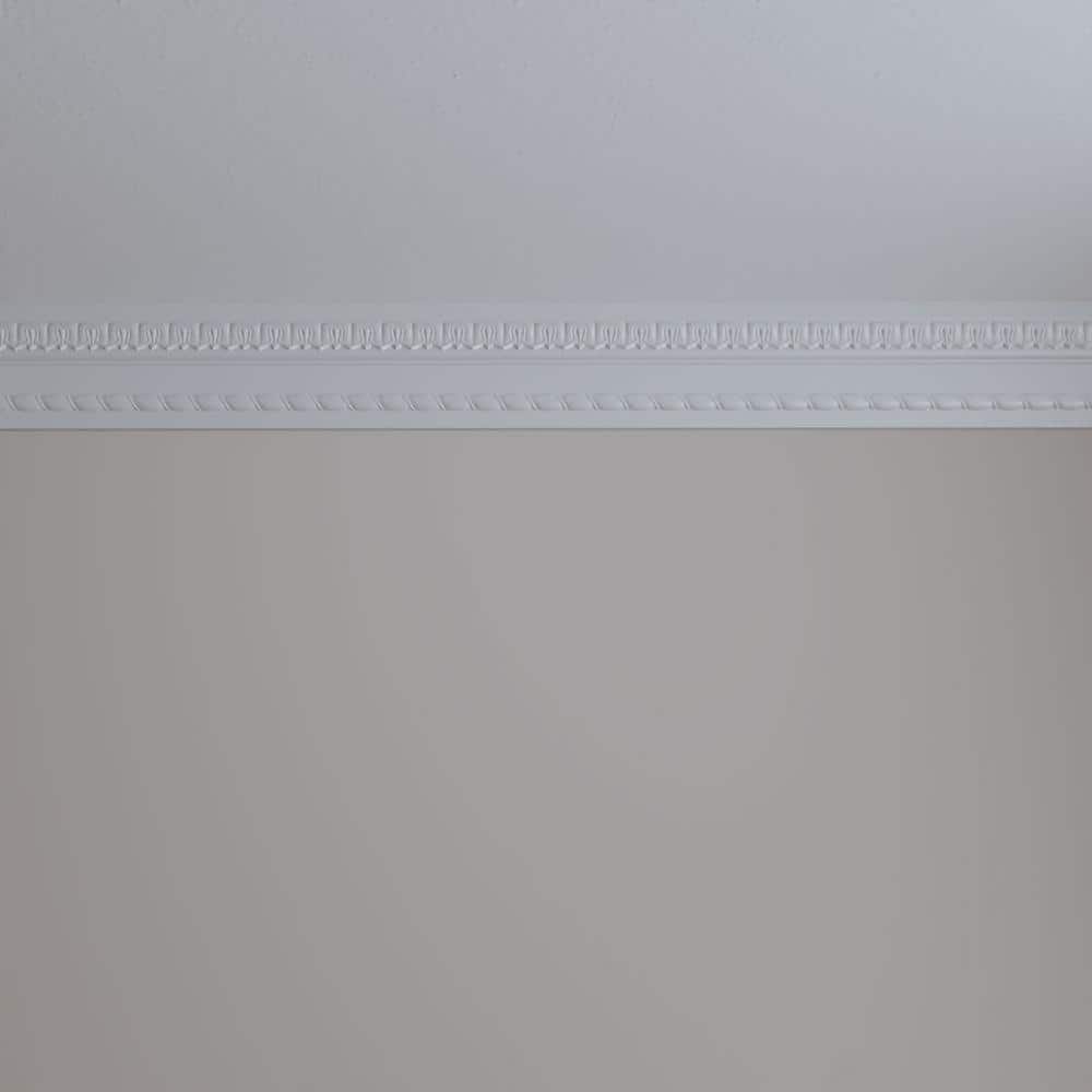 Primed White Polyurethane Crown Moulding with Geometric Design