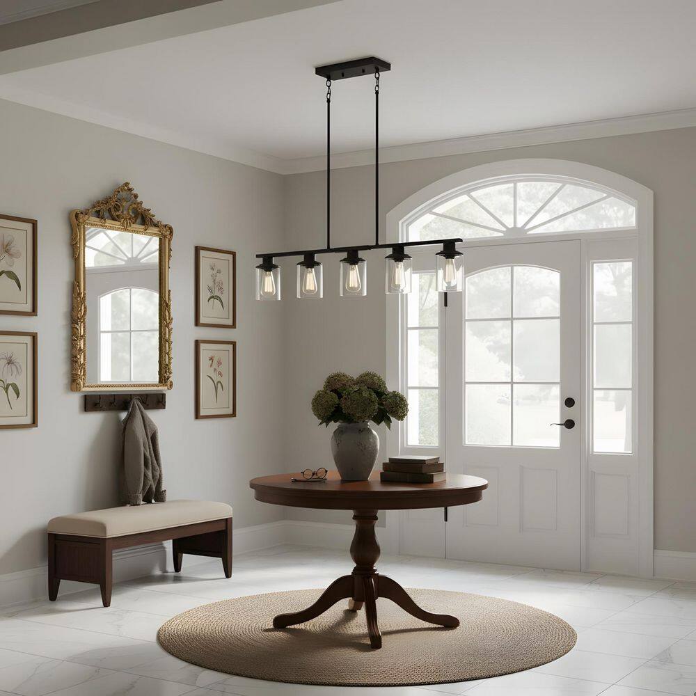 37.4 in. 5-Light Black Kitchen Island Chandeliers with Glass Shades price history on PriceWatchPro