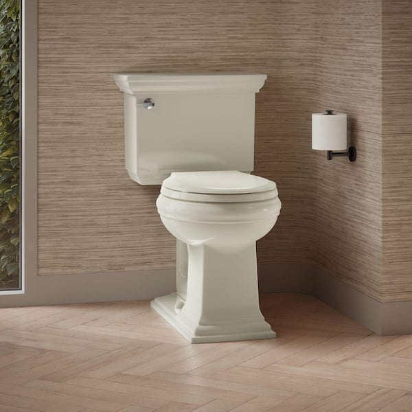 Memoirs 12 in. Rough In 2-Piece 1.28 GPF Single Flush Round Toilet in Biscuit Seat Not Included