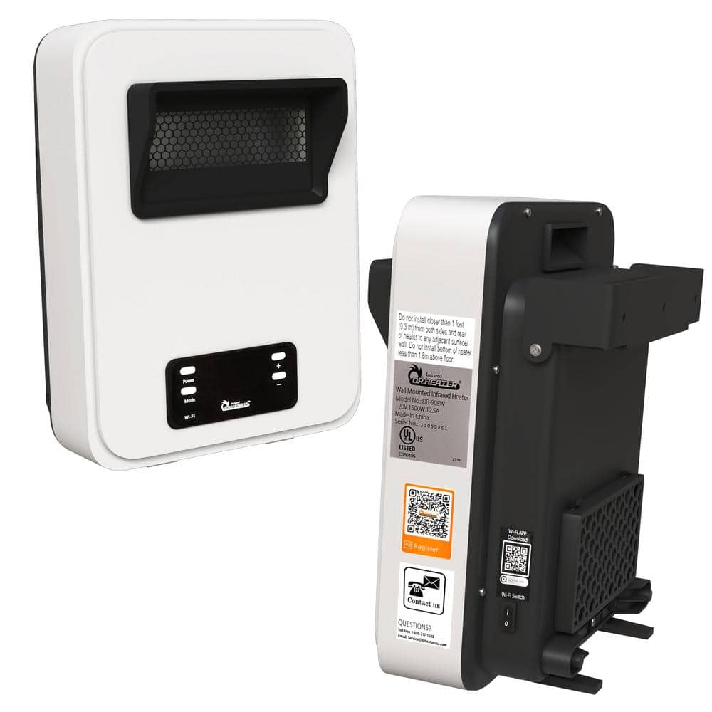 White Wall Mount 1500W Electric Space Heater with WiFi and Remote