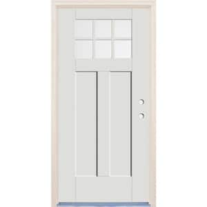 36 in. x 80 in. Left-Hand 6-Lite Clear Glass Alpine Painted Fiberglass Prehung Front Door with 6-9/16 in. Frame