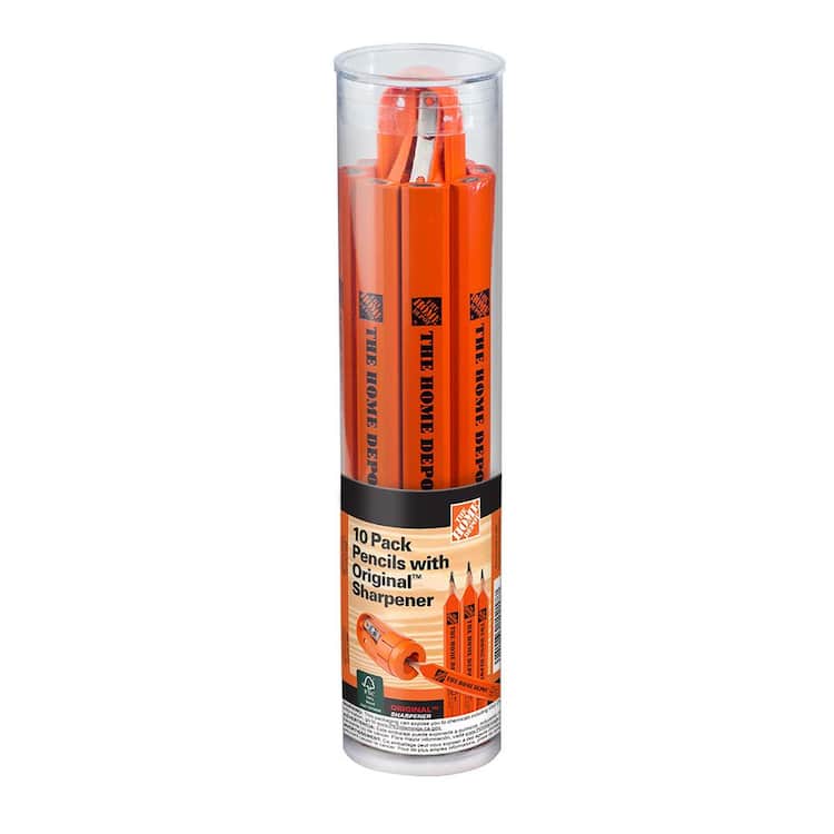 The Home Depot Carpenter Pencils with Original Sharpener (10-Pack)